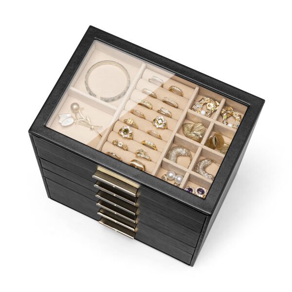 Luxury Six-Layer Custom Leather Jewelry Box – Elegance Meets Organization - Image 3