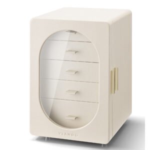 Cream PU leather multi-layer custom jewelry box closed