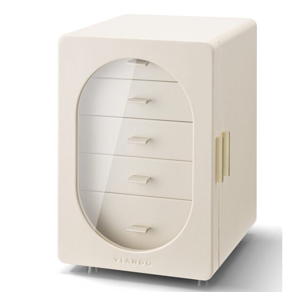 Cream PU leather multi-layer custom jewelry box closed