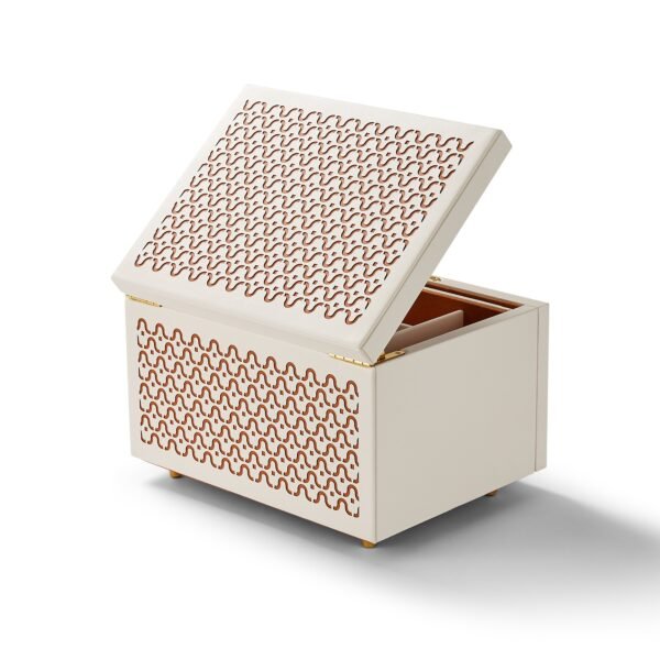 "Elegance in Curves" Jewelry Box - Cream Carved Pattern for Sophisticated Storage - Image 4