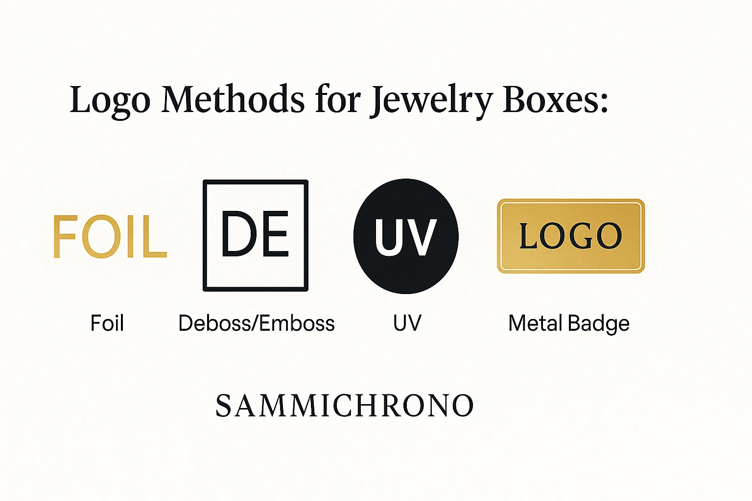 Logo Methods for Jewelry Boxes: Foil, Deboss/Emboss, UV or Metal Badge?