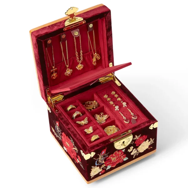An Ode to Elegance: Discover the Phoenix & Peony Luxury Velvet Jewelry Box - Image 4