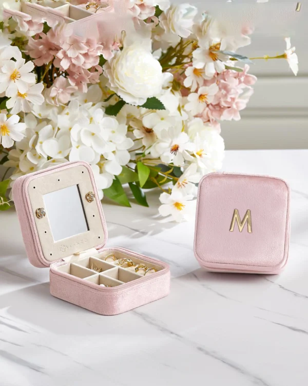 Travel Mini Jewelry Box — Custom Logo, A–Z Monogram, Luxury Plush Finish - Image 2
