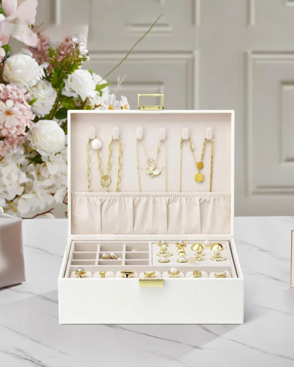 Double-Layer Luxury Jewelry Box with Lock — Stackable Trays, Velvet Lining, Custom Logo Available - Image 2