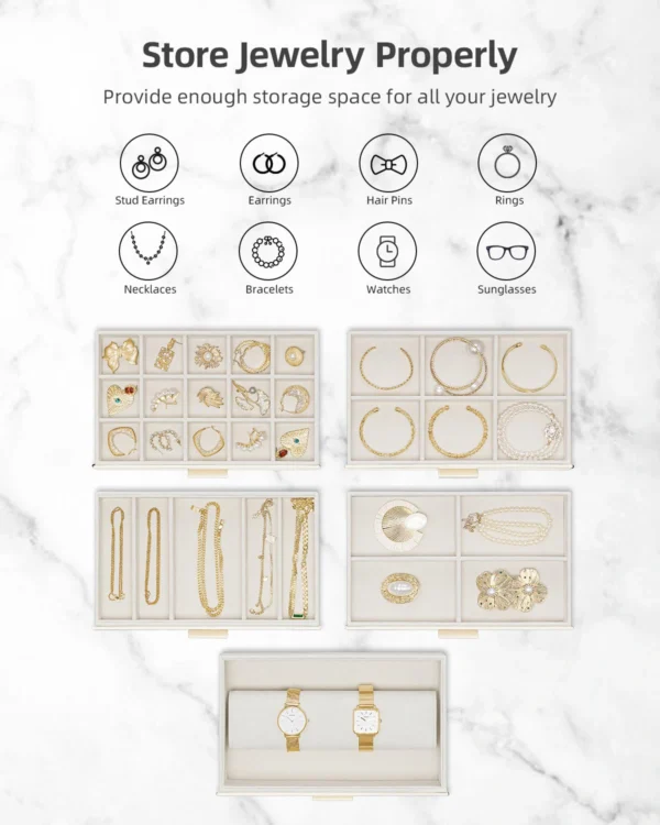 dimensions of 6-layer jewelry organizer with modular trays