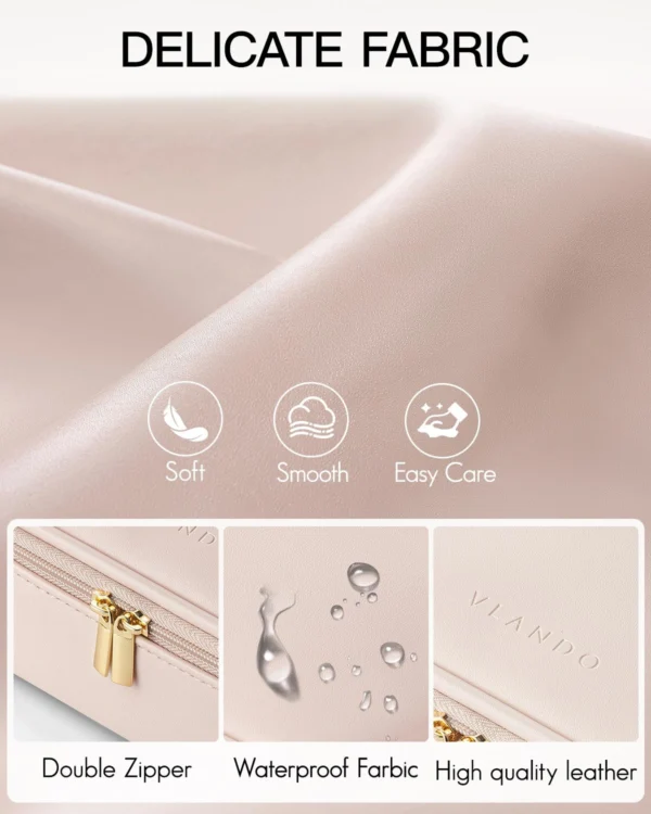 Portable Travel Makeup Bag – Waterproof PU Leather Cosmetic Organizer with Brush Holder (OEM/ODM) - Image 4