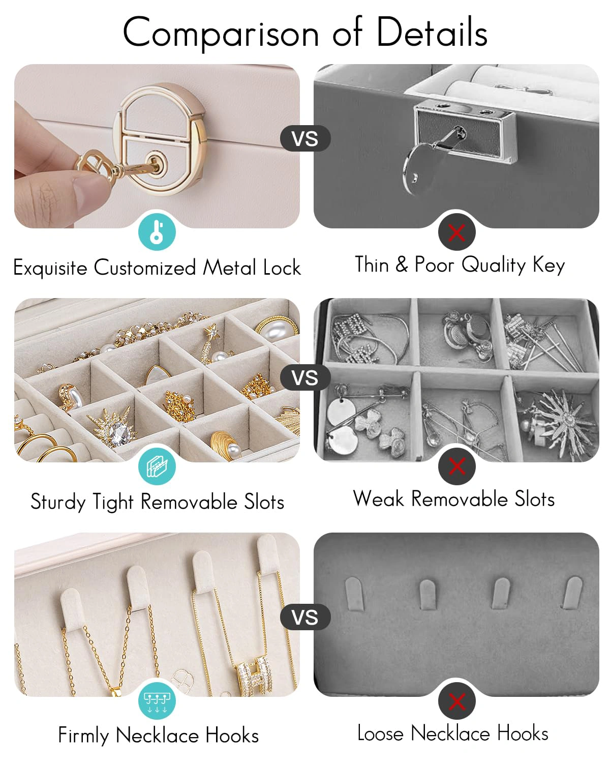 Double-Layer Jewelry Box with Lock | 10" Portable Jewelry Organizer (OEM/ODM) - Image 5