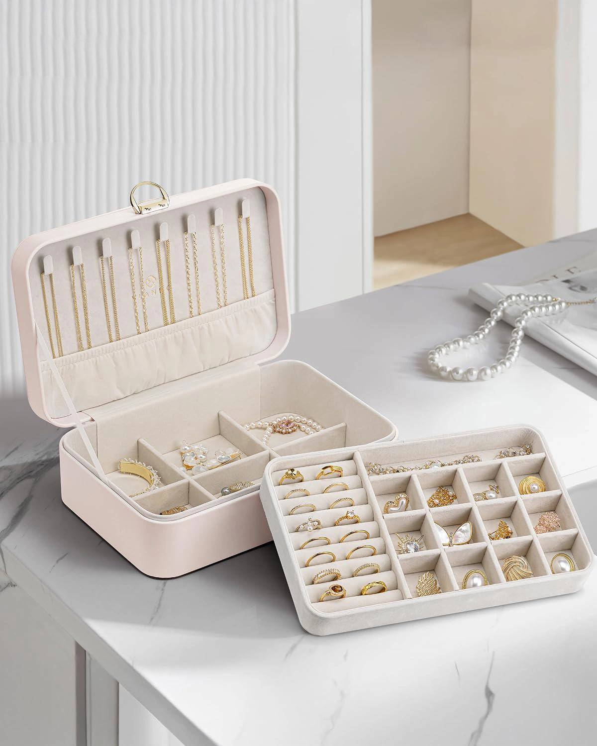 Double-Layer Jewelry Box with Lock | 10" Portable Jewelry Organizer (OEM/ODM) - Image 6