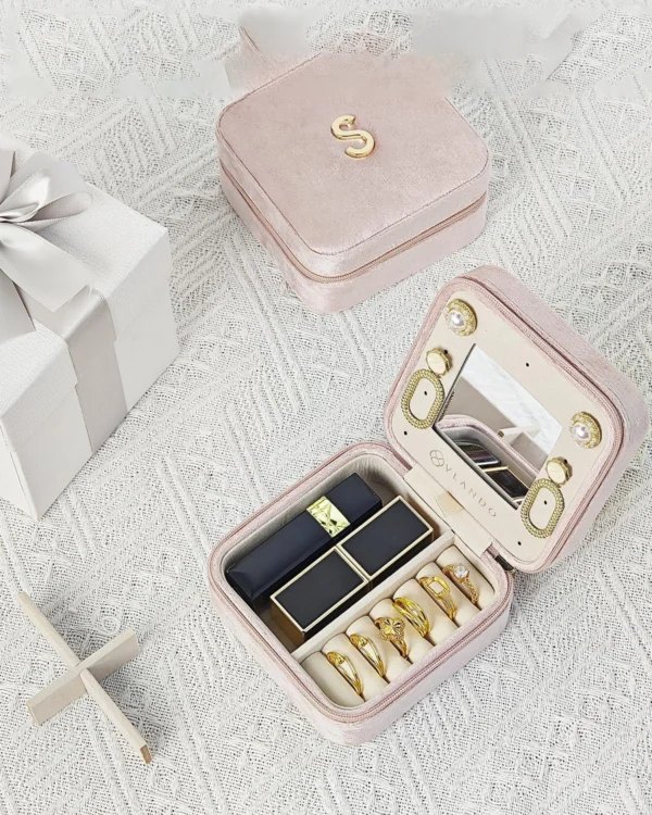 Travel Mini Jewelry Box — Custom Logo, A–Z Monogram, Luxury Plush Finish - Image 3